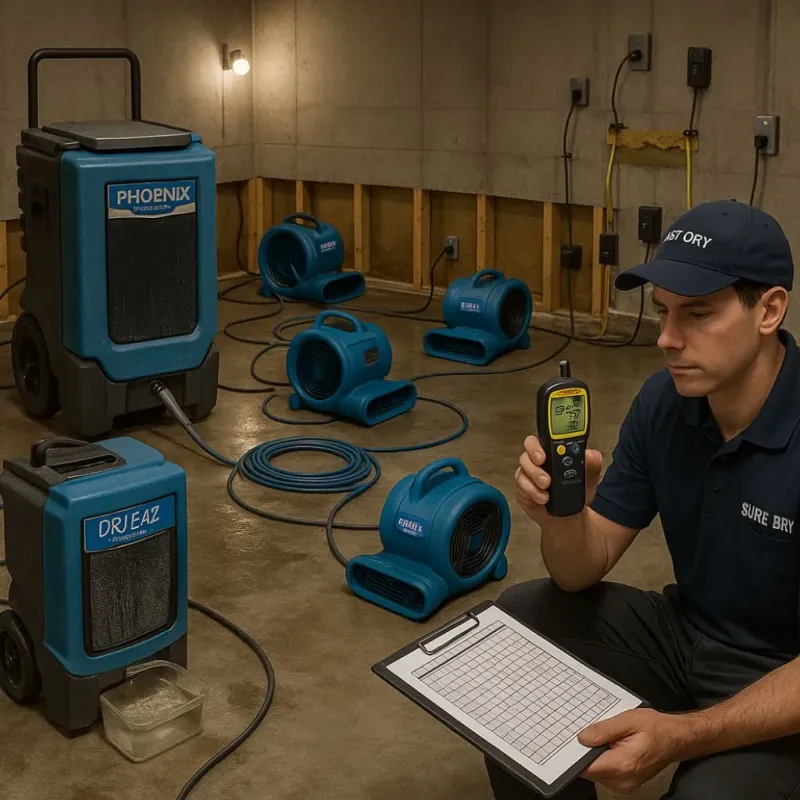 Structural Drying and Dehumidification process in Hoisington, KS